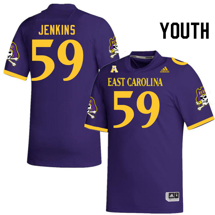 Youth #59 Demoris Jenkins ECU Pirates College Football Jerseys Stitched Sale-Purple - Click Image to Close